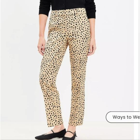 LOFT Pants - Loft Riviera Slim Mid Rise Cheetah Print Mid Rise Pants Size 14 NWT